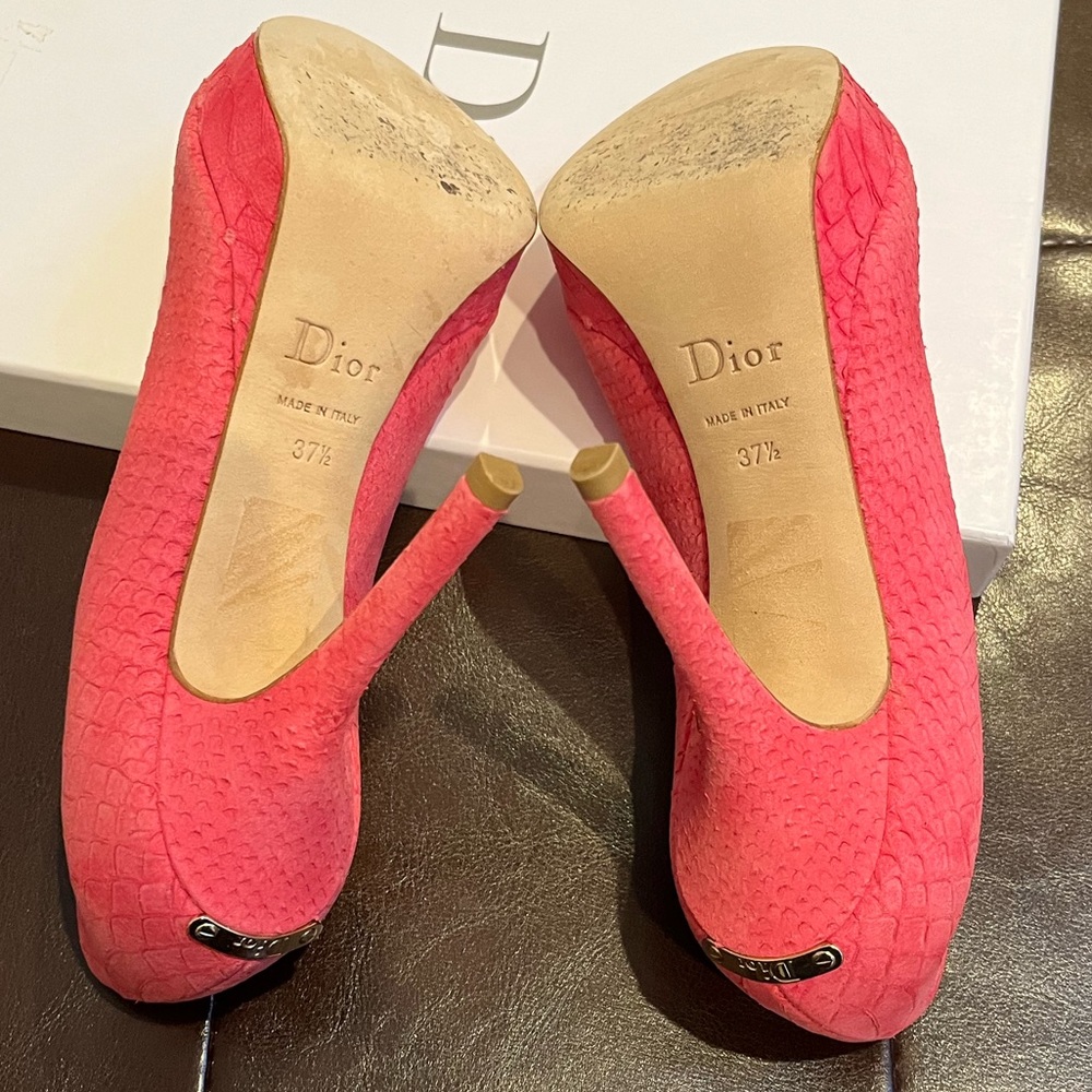 🔥 CHRISTIAN DIOR Peep toe platform heels 👠PINK SIZE 37,5/US 7,5 - Picture 10 of 11